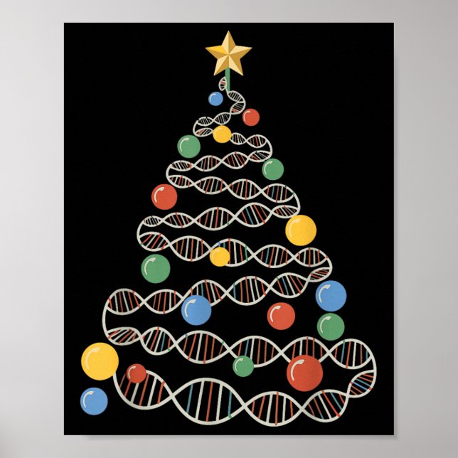 Poster Dna Helix Christmas Tree Scientist Biology Science (Frente)