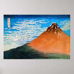 Pôster ) do 赤富士 do (do 凱風快晴, 北斎 Mon