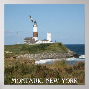 Poster do amor da gaivota do farol de Montauk