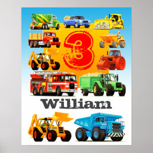 Poster Do aniversário de 3 anos feito sob encomenda do