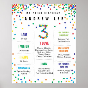 Poster do aniversário do menino dos confetes das