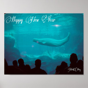 Poster do ano novo da baleia da beluga
