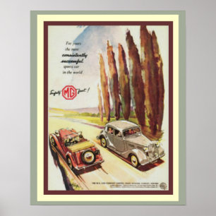 Poster do anúncio do carro de esportes de MG do
