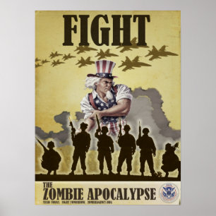Poster do apocalipse do zombi da luta