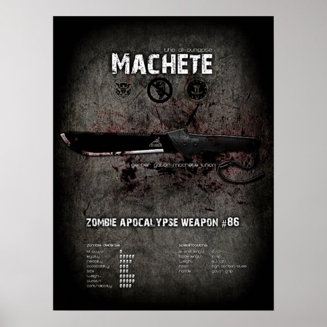 Poster do apocalipse zombie Machete (Frente)