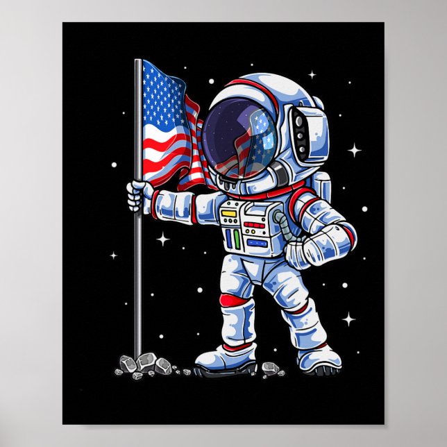 Poster Do Astronauta Americano Flag Funny Patrioti (Frente)