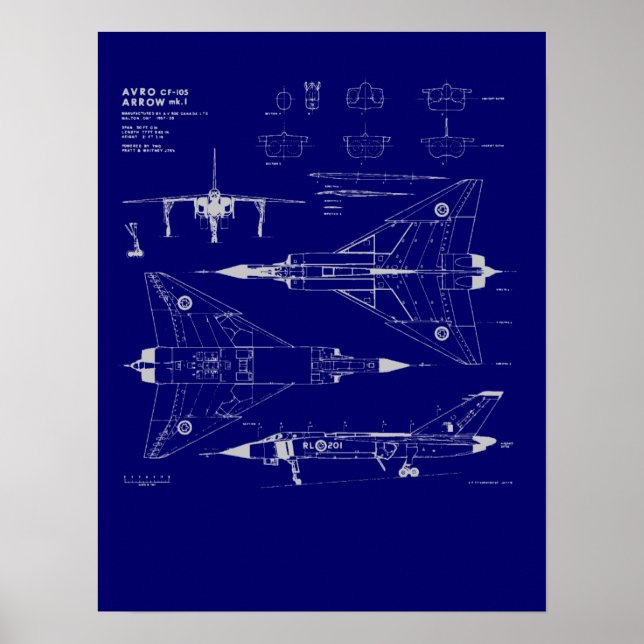 Poster do Avro Arrow Blueprint (Frente)