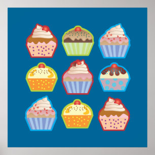 Poster do azul dos cupcakes de Lotsa