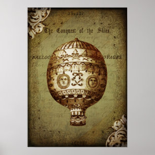 Poster do balão de ar quente do vintage
