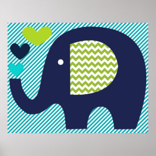 Poster do berçário do elefante do marinho e da