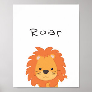 Poster do berçário do rugido do leão, arte anim
