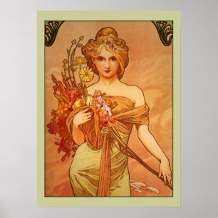 Poster do buquê de Alphonse (Alfons) Mucha