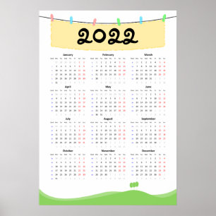 Poster do Calendário 2022 - Início da segunda-feir