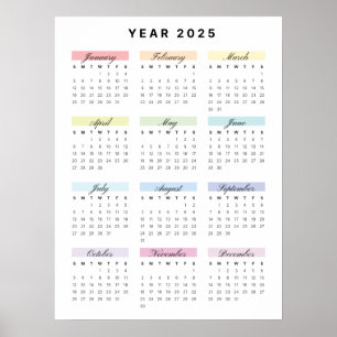 Poster do Calendário Minimalista do Rainbow 2025