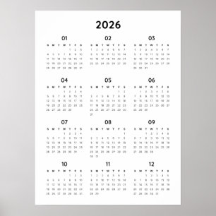 Poster do Calendário Minimalista do Rainbow 2026