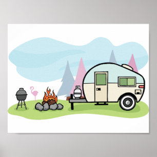 Poster do campista do estilo do vintage