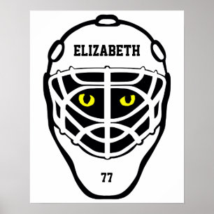 Poster do capacete dos olhos de gato do hóquei