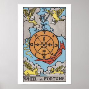 Poster do cartão de Tarot da roda da fortuna