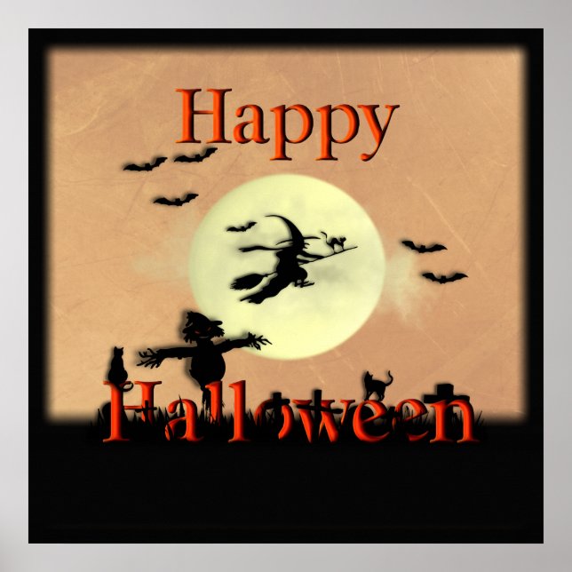 Poster do Cemitério de Bruxas de Halloween (Frente)