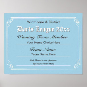 Poster do Certificado de Concorrência Darts