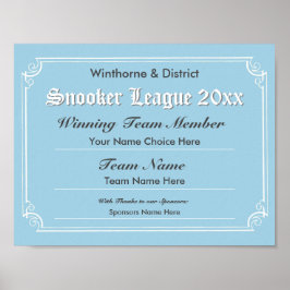 Poster do Certificado de Concorrência Snooker