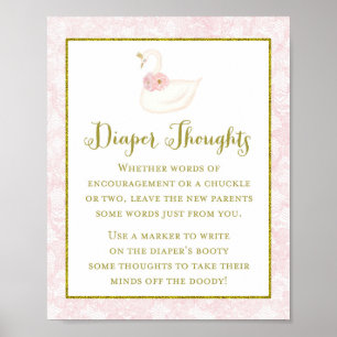 Poster do Chá de fraldas do Swan Rosa Impresso