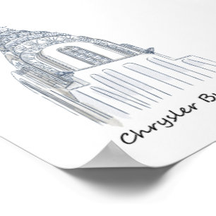 Poster do Chrysler Building Black and White Sketch