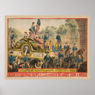 Poster do Circo Vintage mostrando o desfile flutua