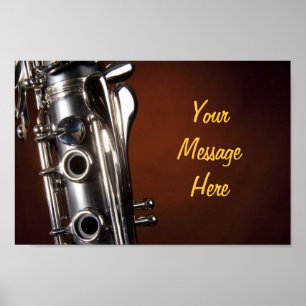 Poster do clarinete com mensagem personalizada