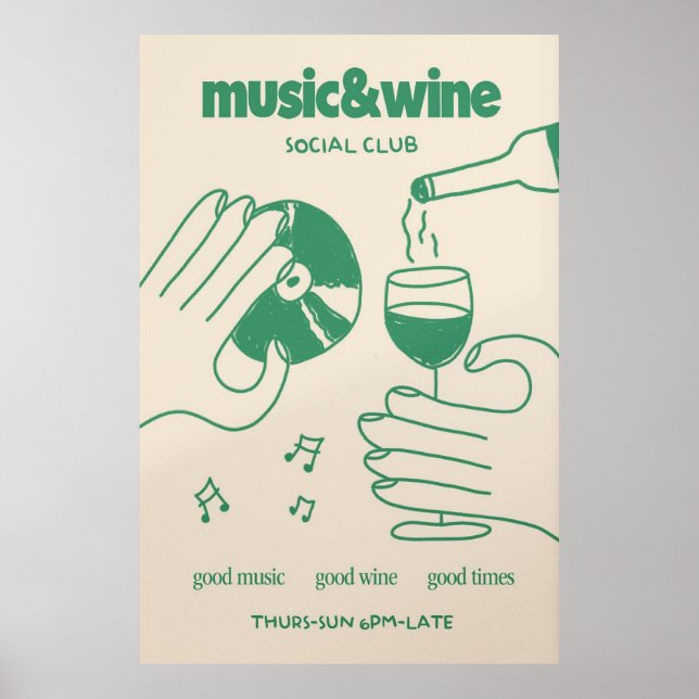 Poster do Clube Social de Música e Vinhos (Frente)