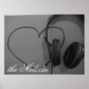 Poster do coração & dos fones de ouvido