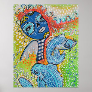 Poster do crânio do açúcar dos peixes de Koi