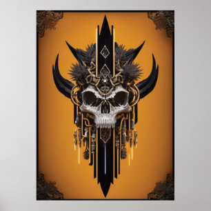 Poster do crânio gótico tribal