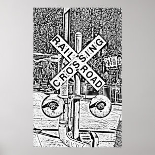 Poster do cruzamento de estrada de ferro