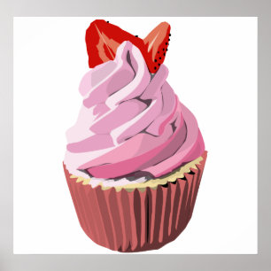 Poster do cupcake do redemoinho da morango