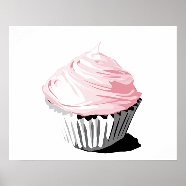 Poster do cupcake rosa (Frente)