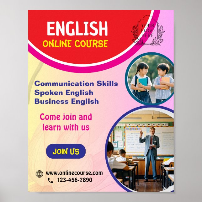 POSTER DO CURSO ONLINE EM INGLÊS (Frente)
