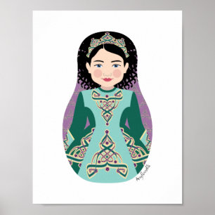 Poster do Dançarino Irlandês Black Hair Matryoshka