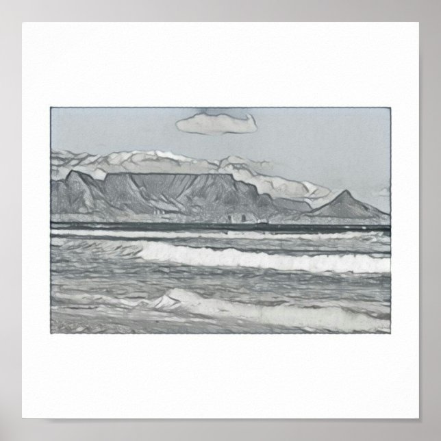 Poster do Desenho da Montanha da Mesa da Cidade do (Frente)