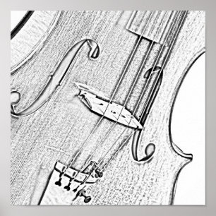 Poster do desenho do violino ou da tinta da viola