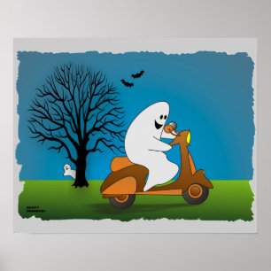 Poster do Dia das Bruxas do patinete