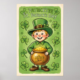 Poster do Dia de São Patrício com Gnomo Duende e T