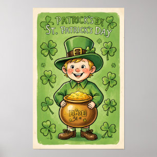 Poster do Dia de São Patrício com Gnomo Duende e T