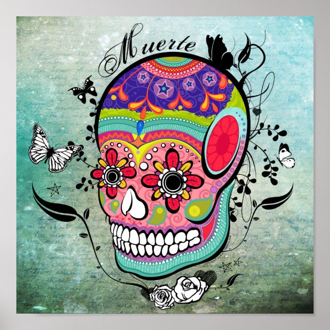 Poster do Dia dos Muertes dos Mortos Calaveras (Frente)