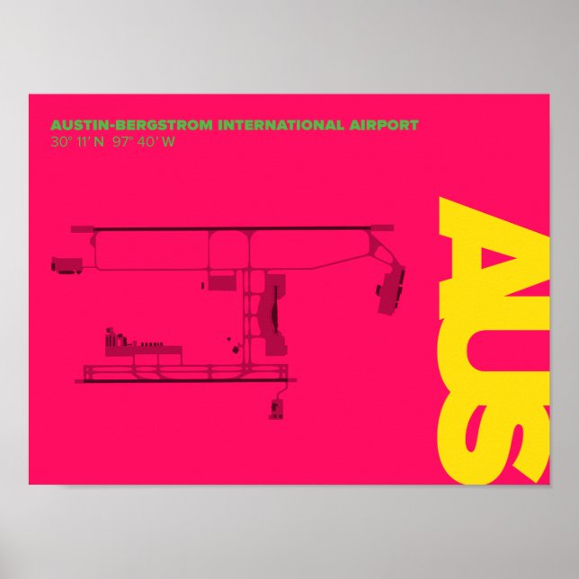 Poster do diagrama do aeroporto de Austin (AUS) (Frente)