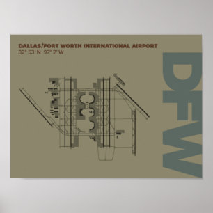 Poster do diagrama do aeroporto de Dallas/Fort