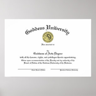 Poster do diploma da universidade da deusa