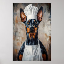 Poster do Doberman Pinscher com Chapéu de Chef, Pe