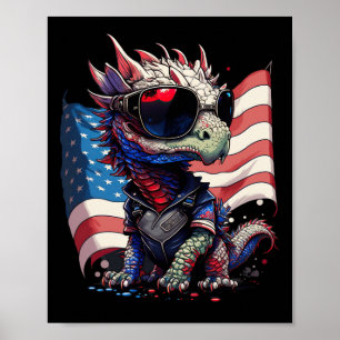 Poster Do Dragão Patriótico Norte-Americano de julho