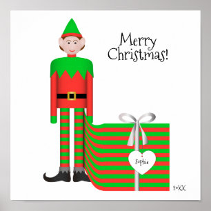 Poster do duende do Natal - pacote listrado do
